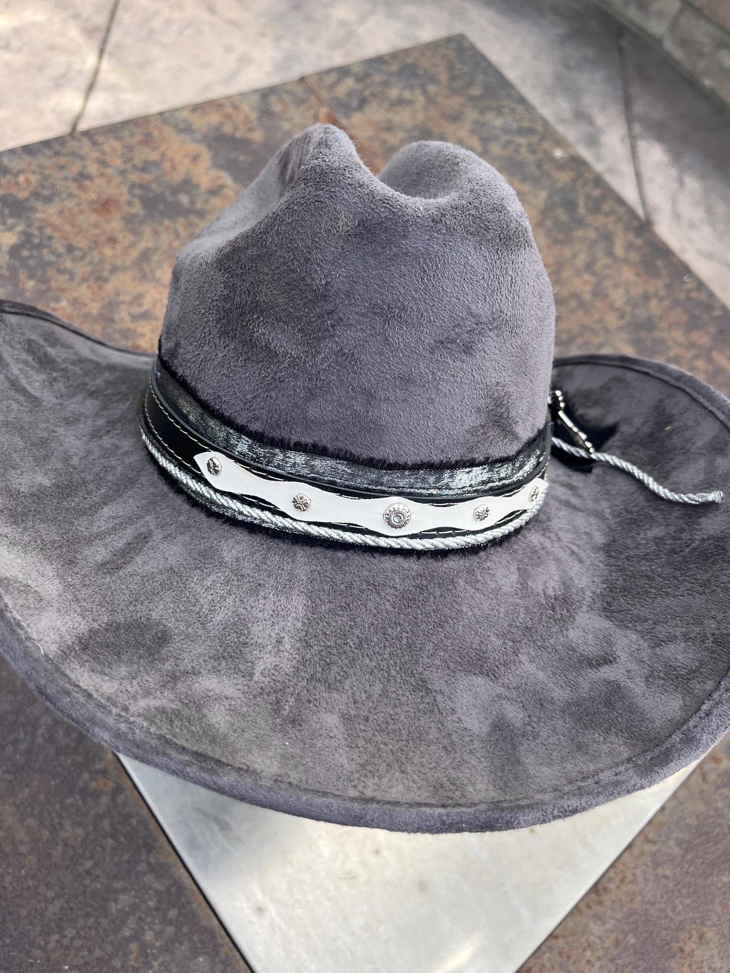 Grey suede western cowboy hat