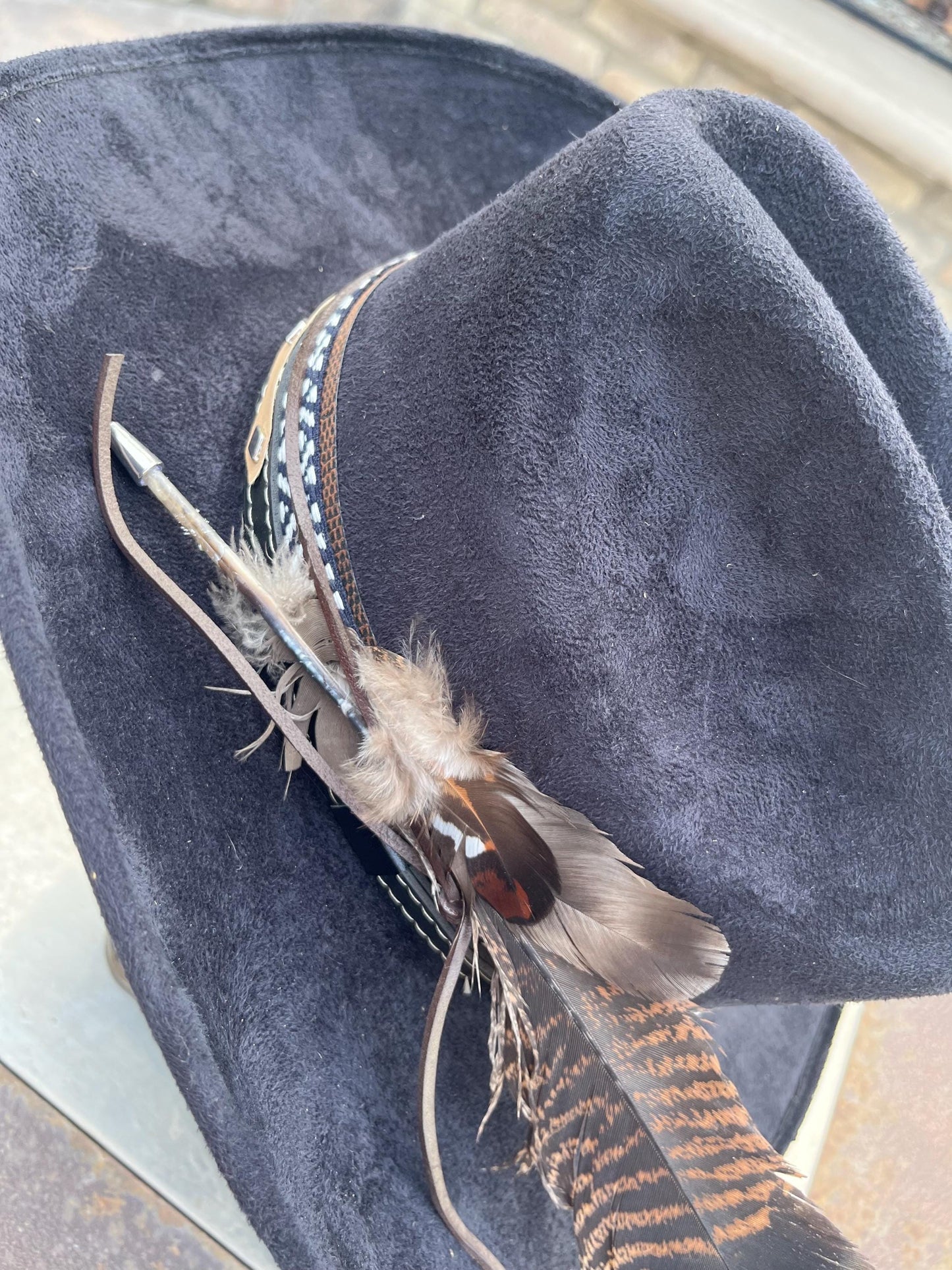 Black suede western cowboy hat