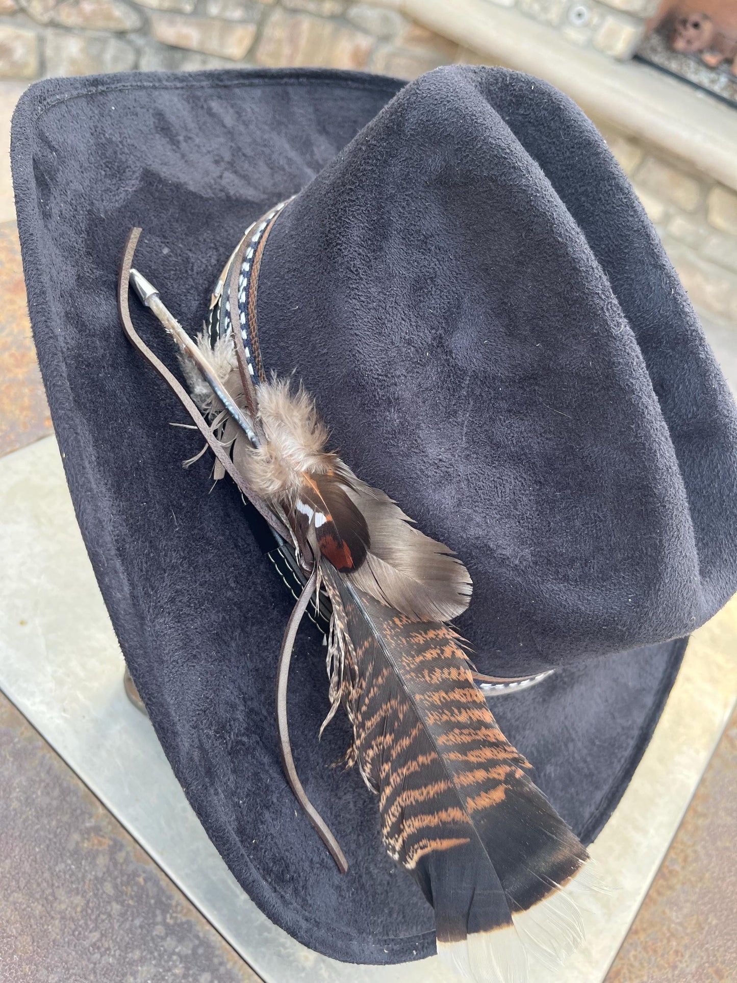 Black suede western cowboy hat
