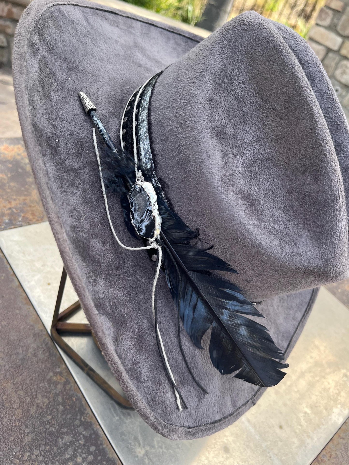 Grey suede western cowboy hat