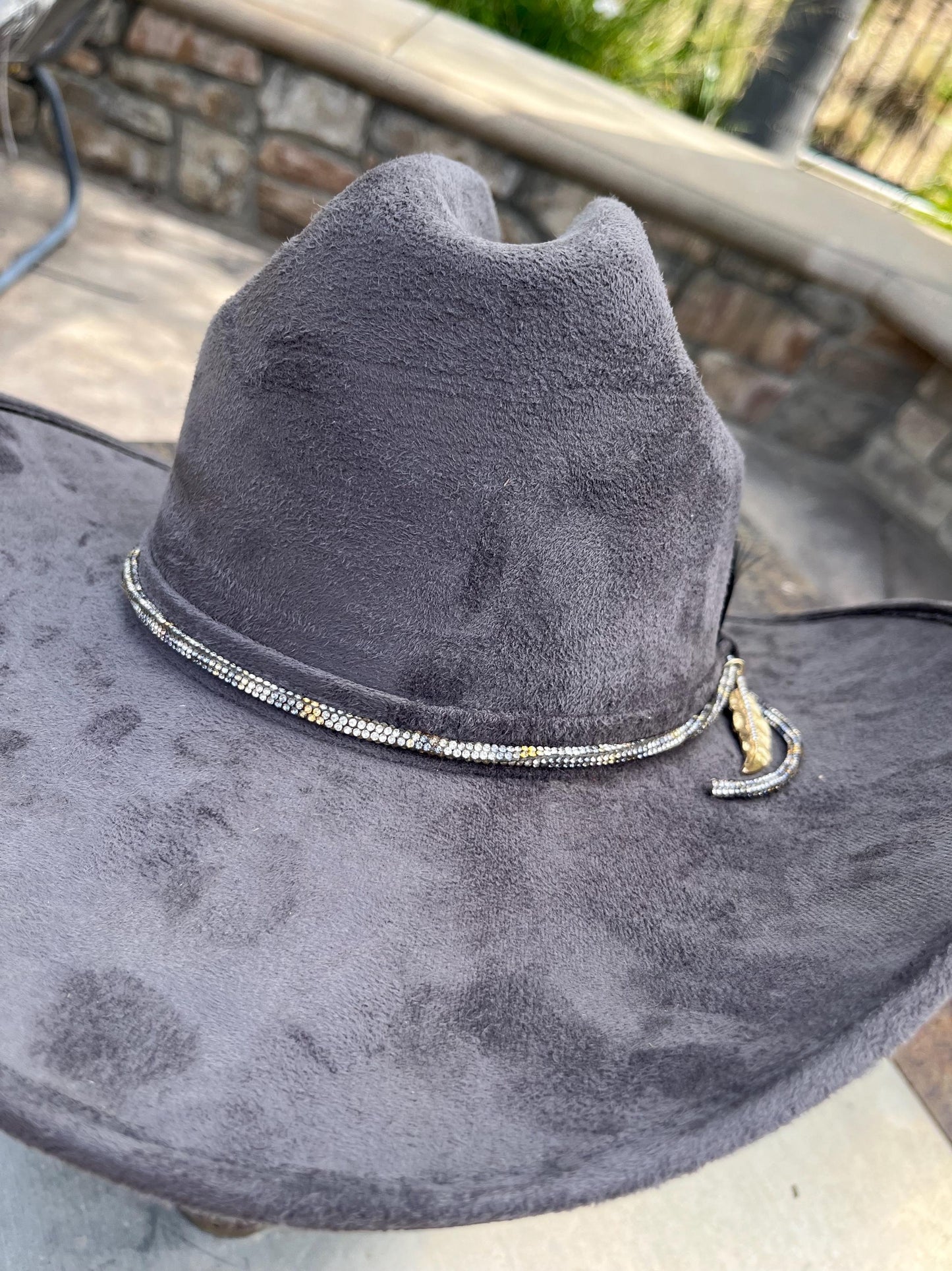 Grey suede western cowboy hat
