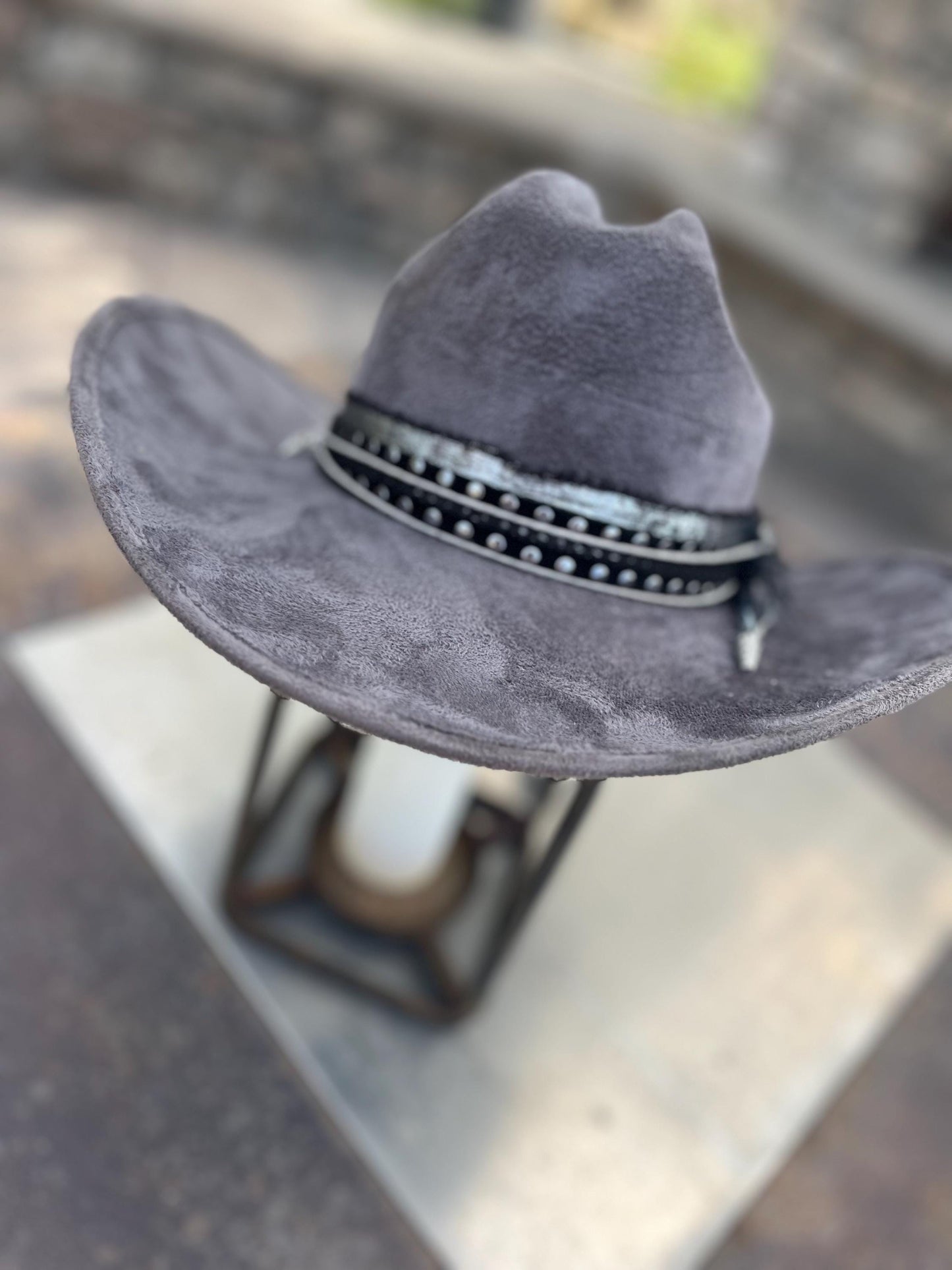 Grey suede western cowboy hat