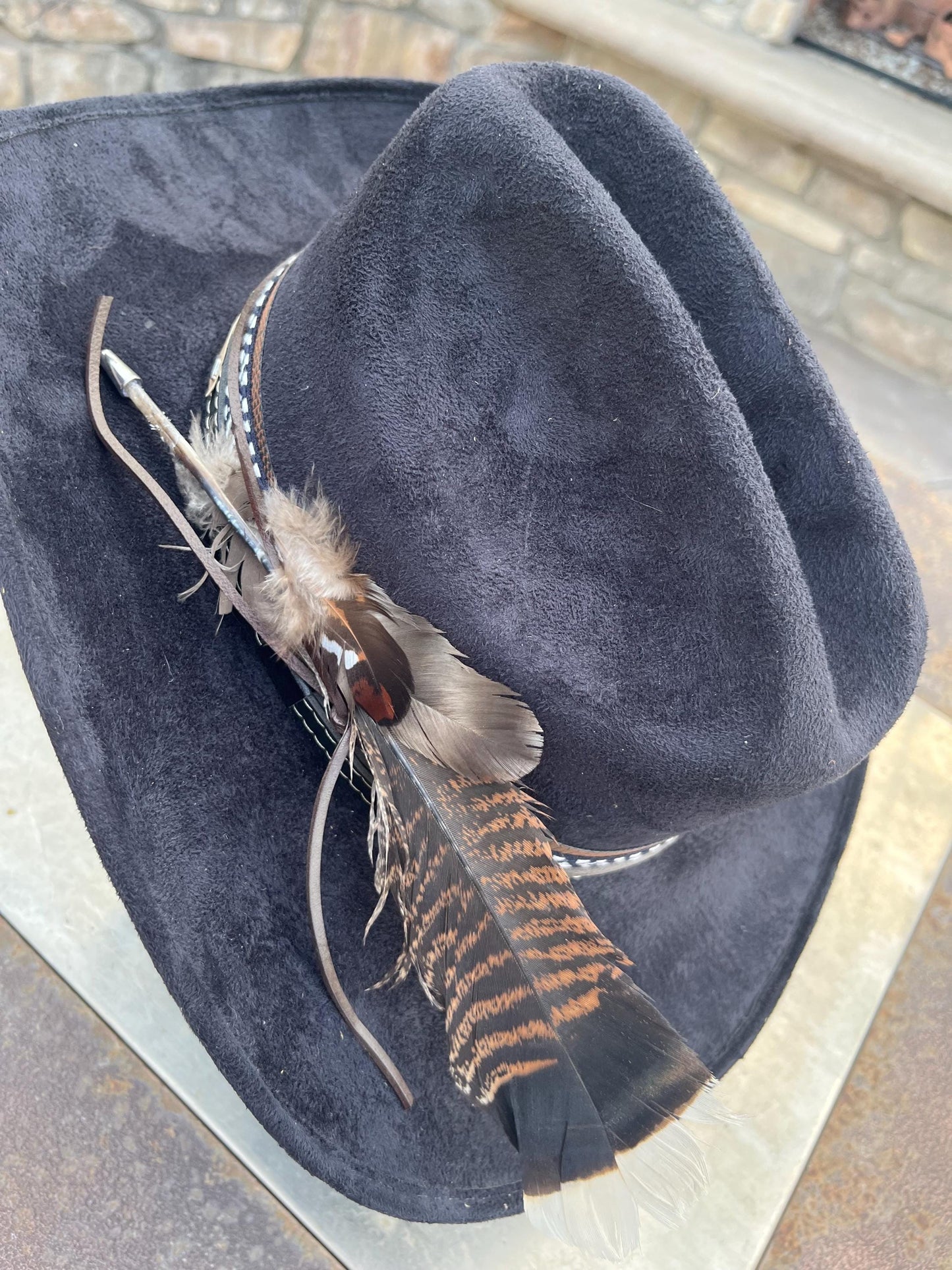 Black suede western cowboy hat