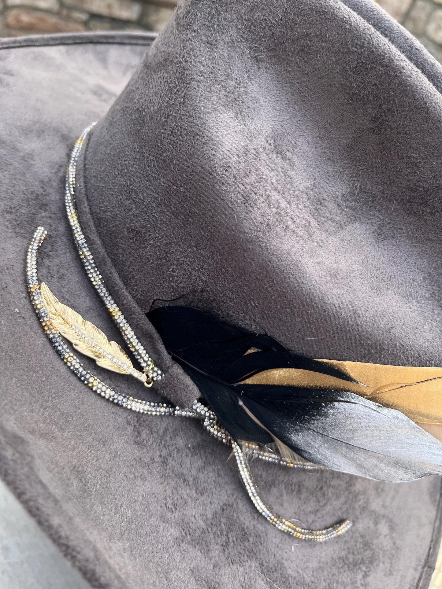 Grey suede western cowboy hat