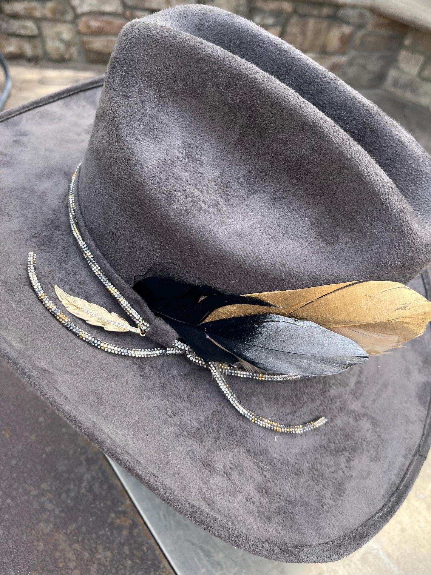Grey suede western cowboy hat