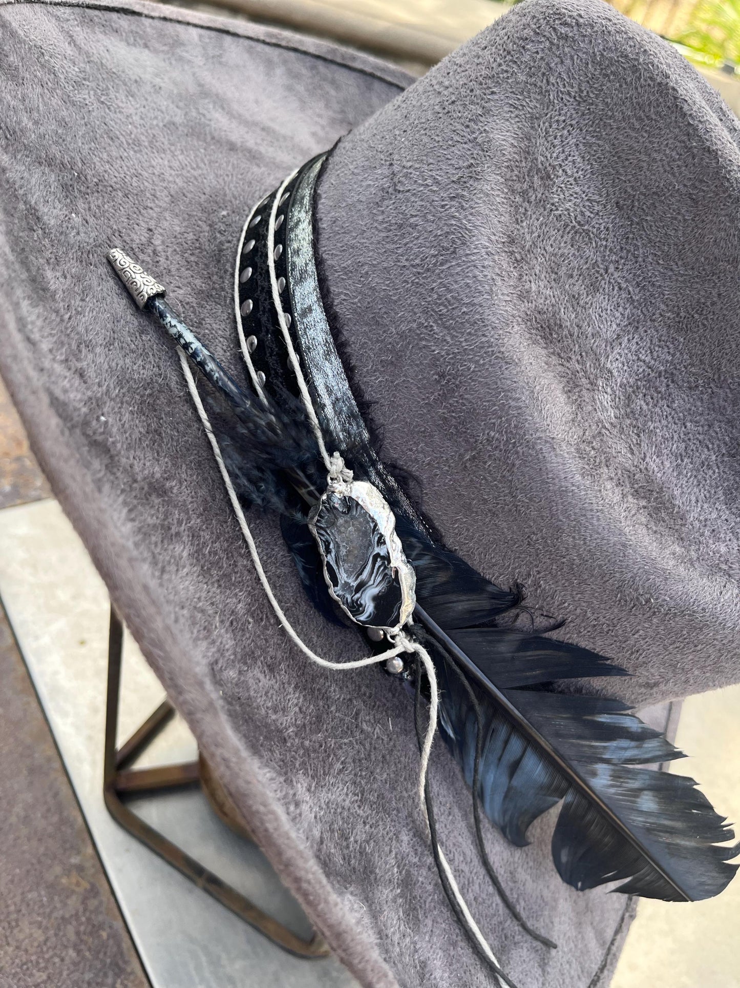 Grey suede western cowboy hat