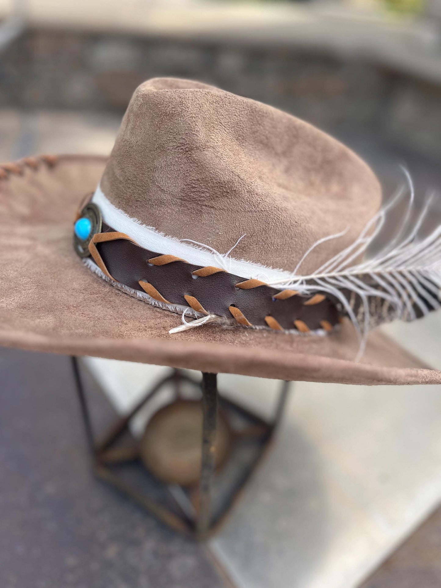 Tan brown suede cowboy hat