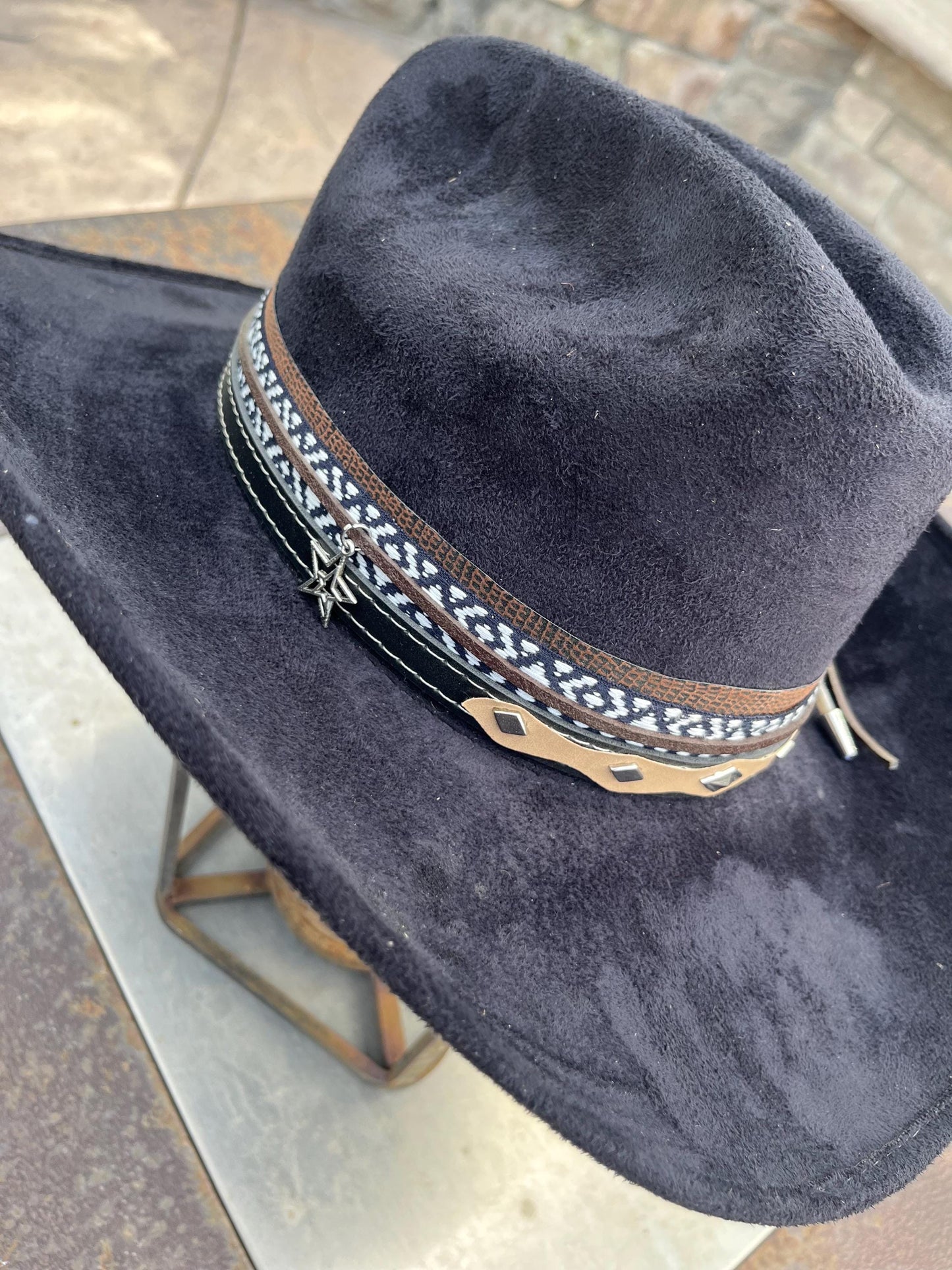 Black suede western cowboy hat