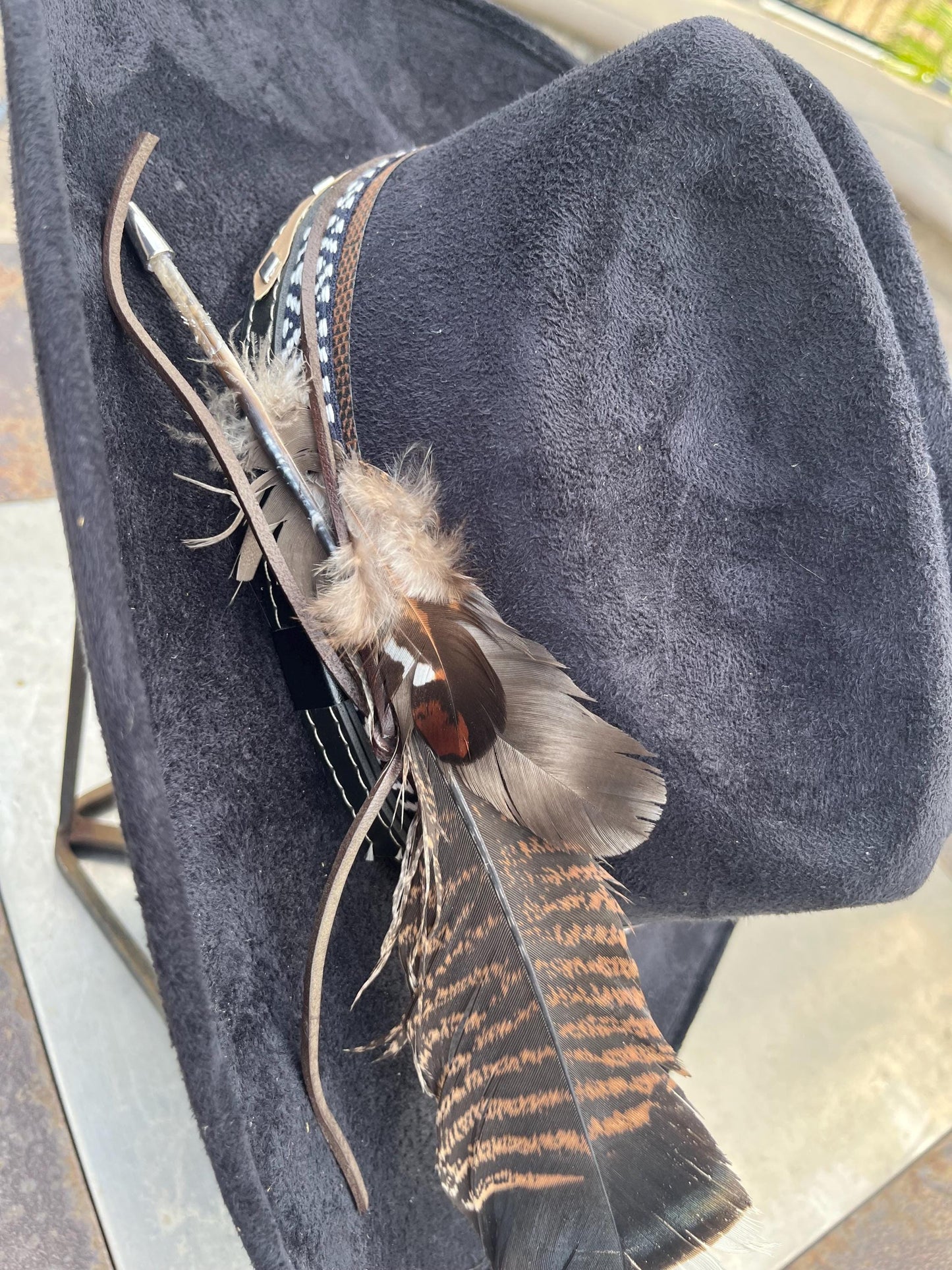 Black suede western cowboy hat