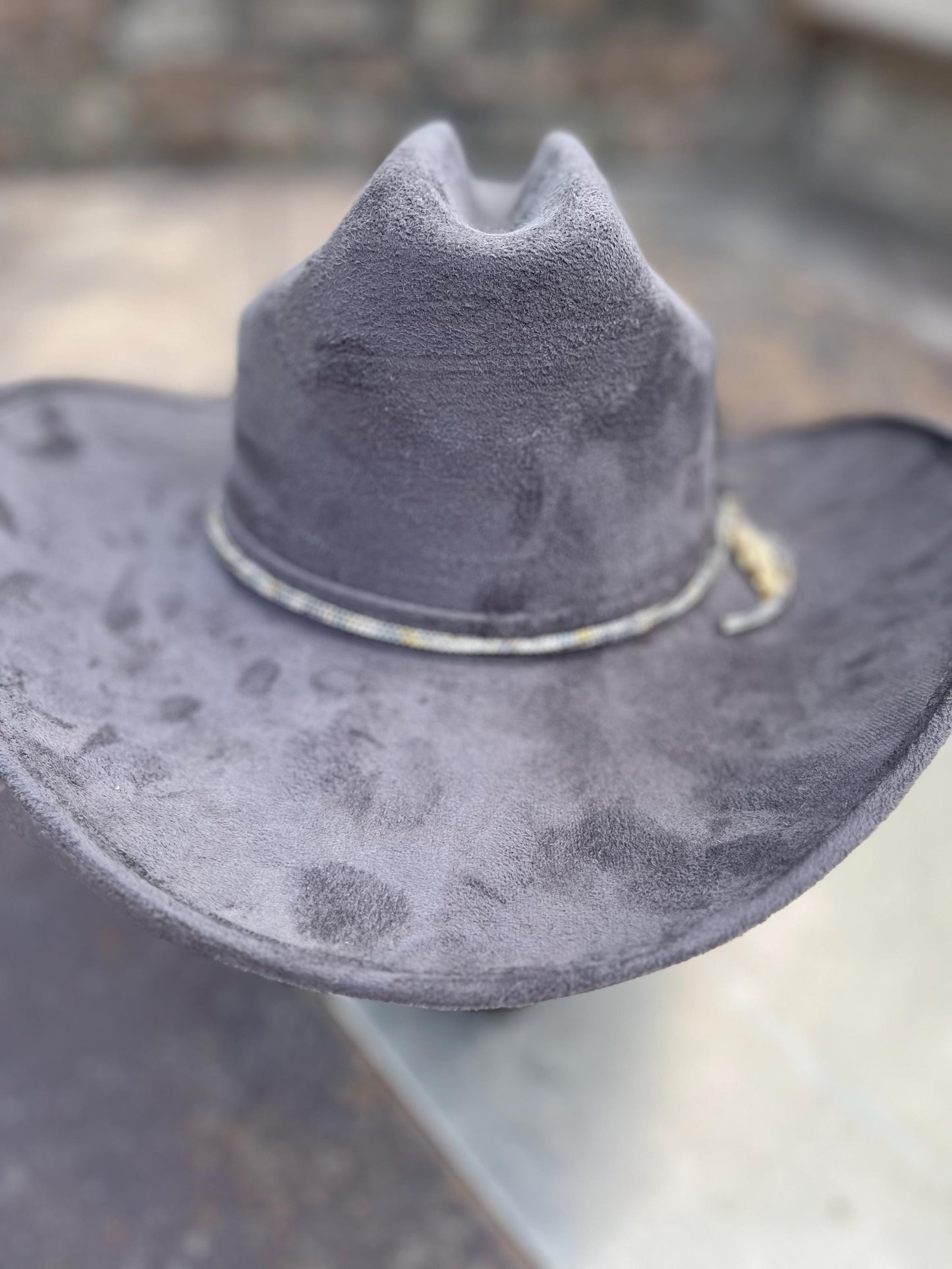 Grey suede western cowboy hat