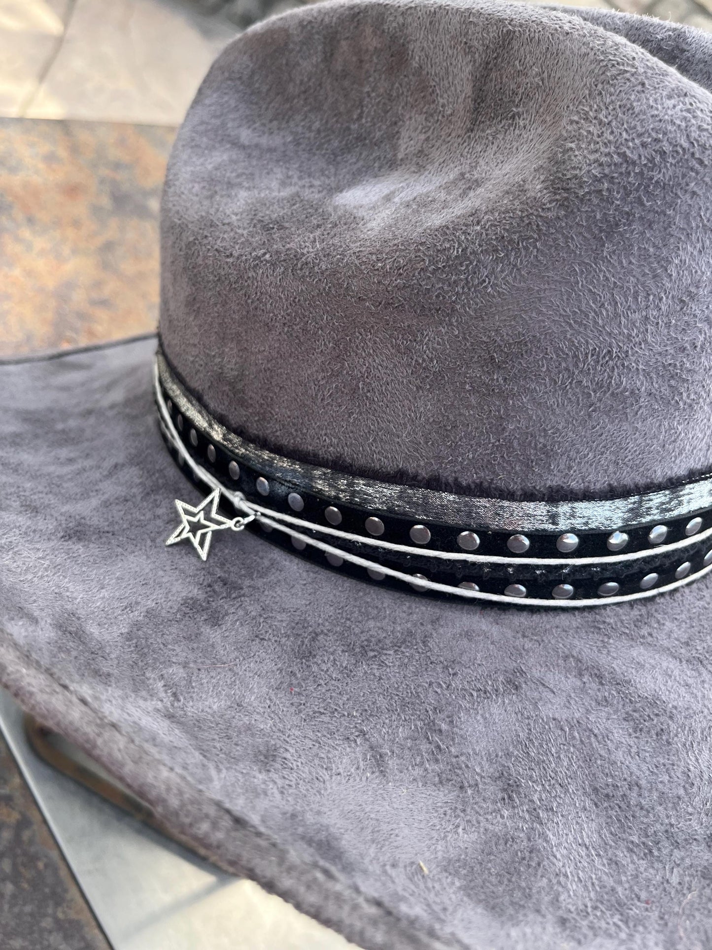 Grey suede western cowboy hat