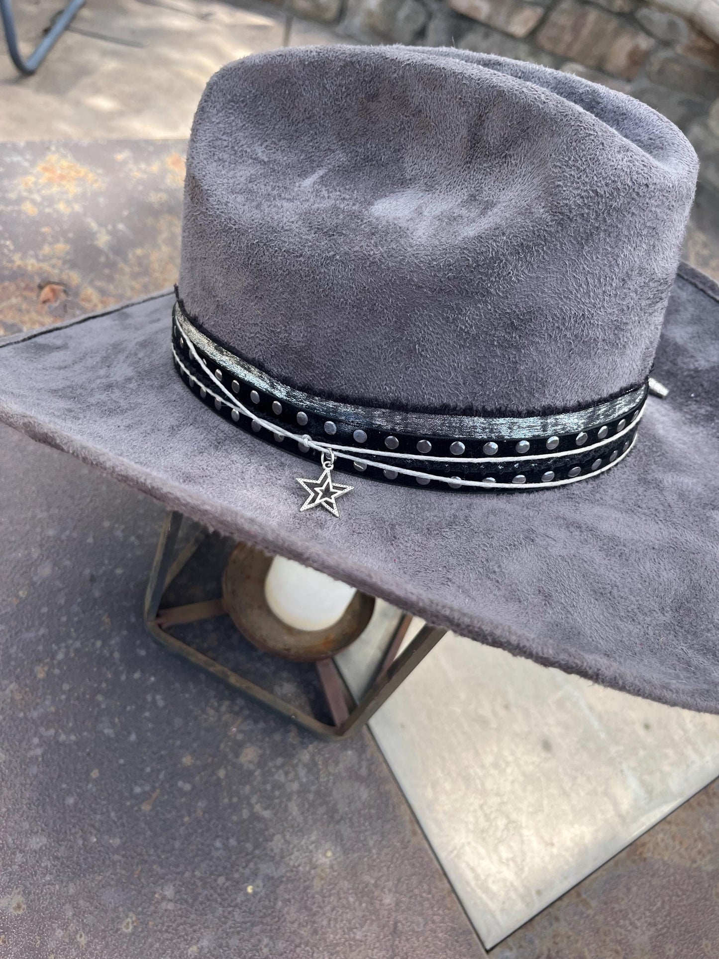 Grey suede western cowboy hat