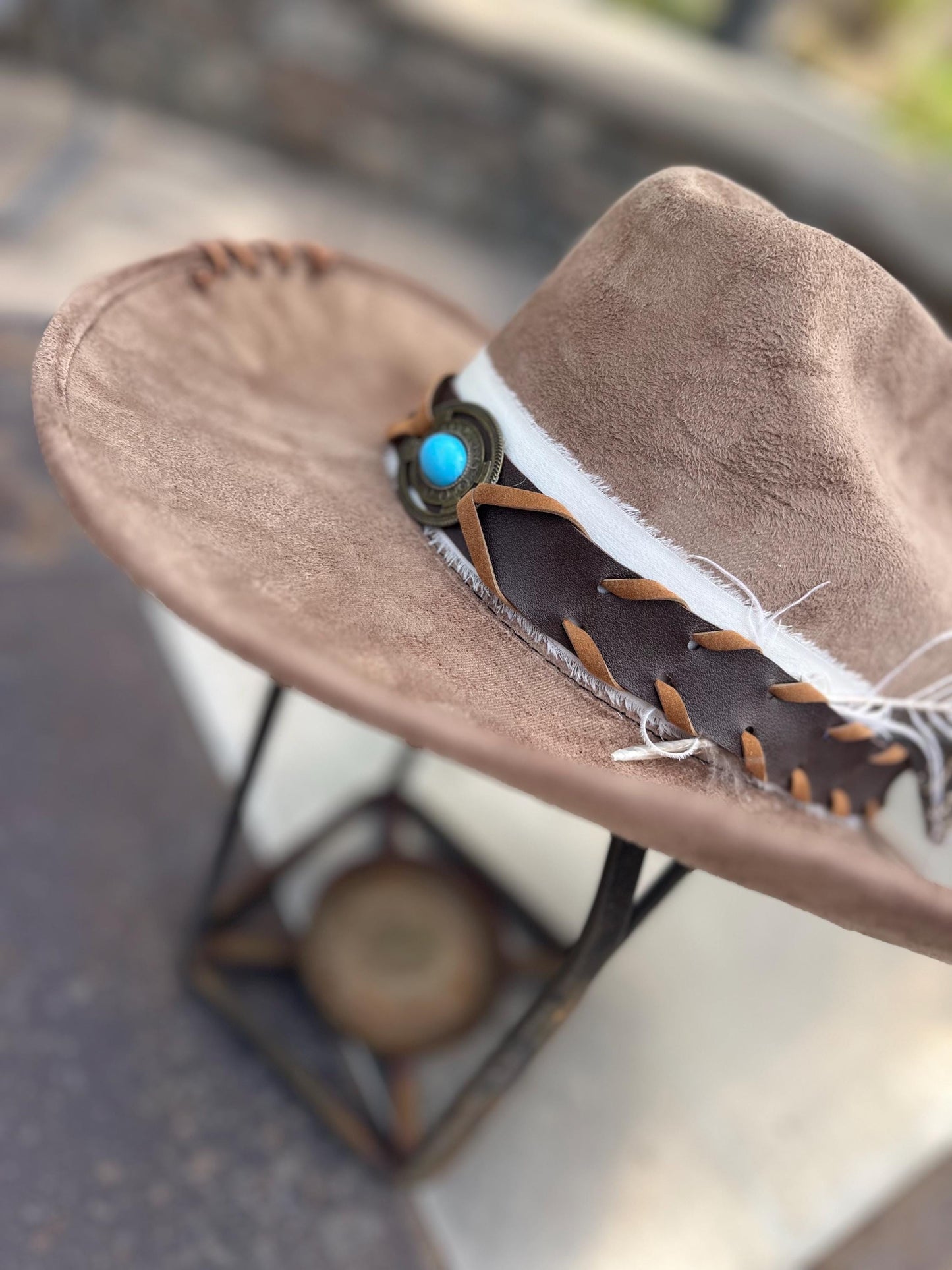 Tan brown suede cowboy hat