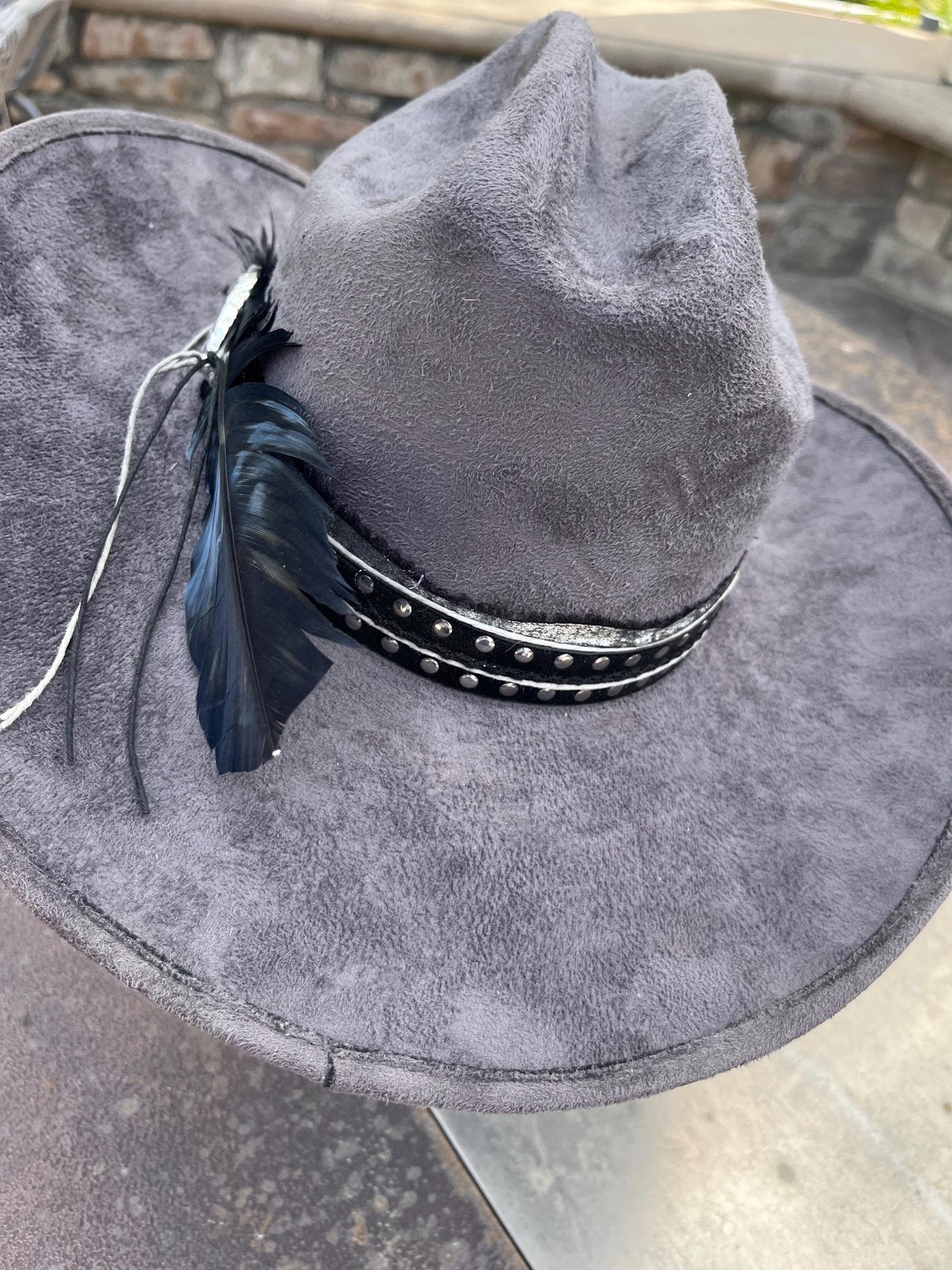 Grey suede western cowboy hat