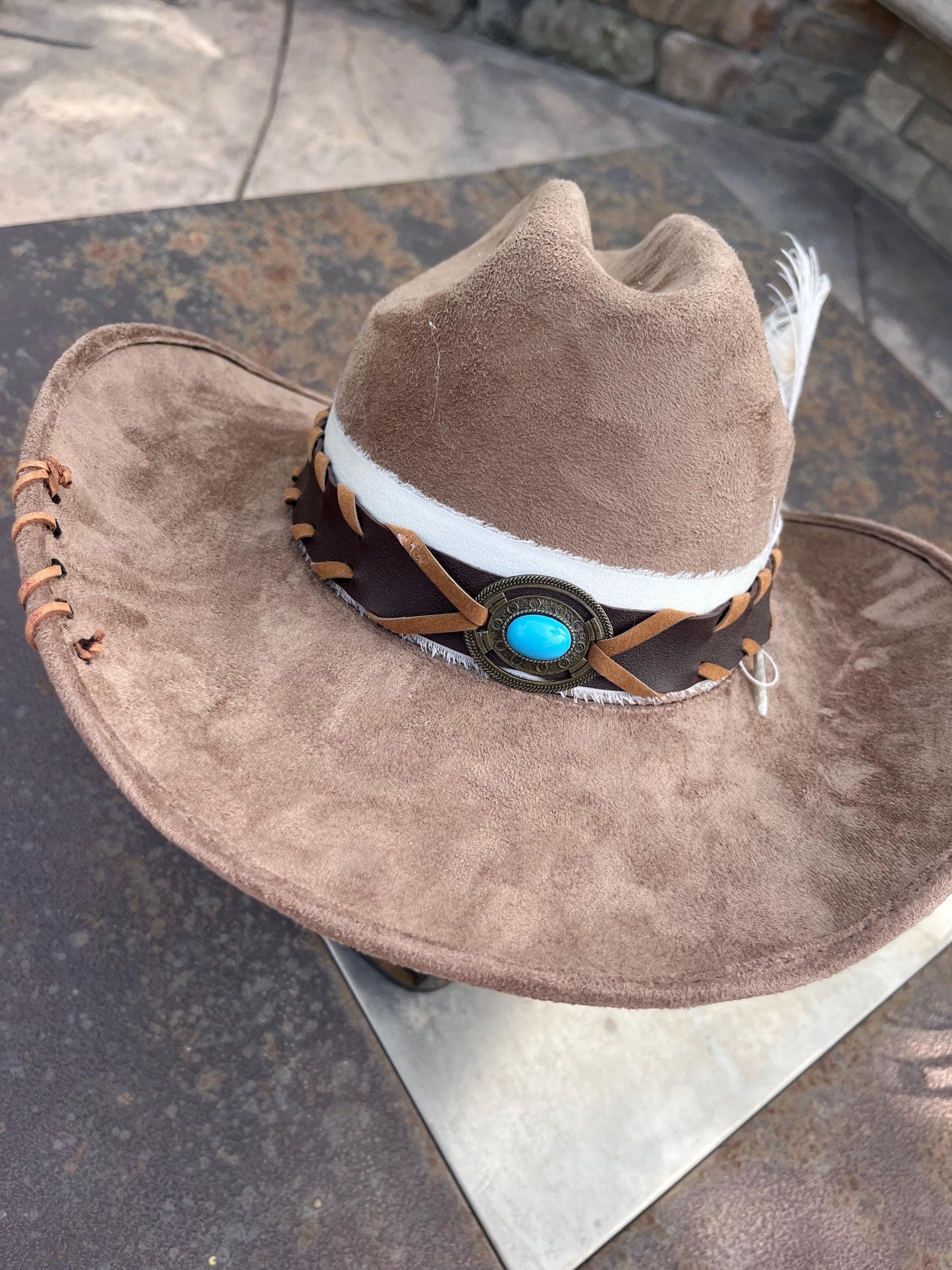 Tan brown suede cowboy hat