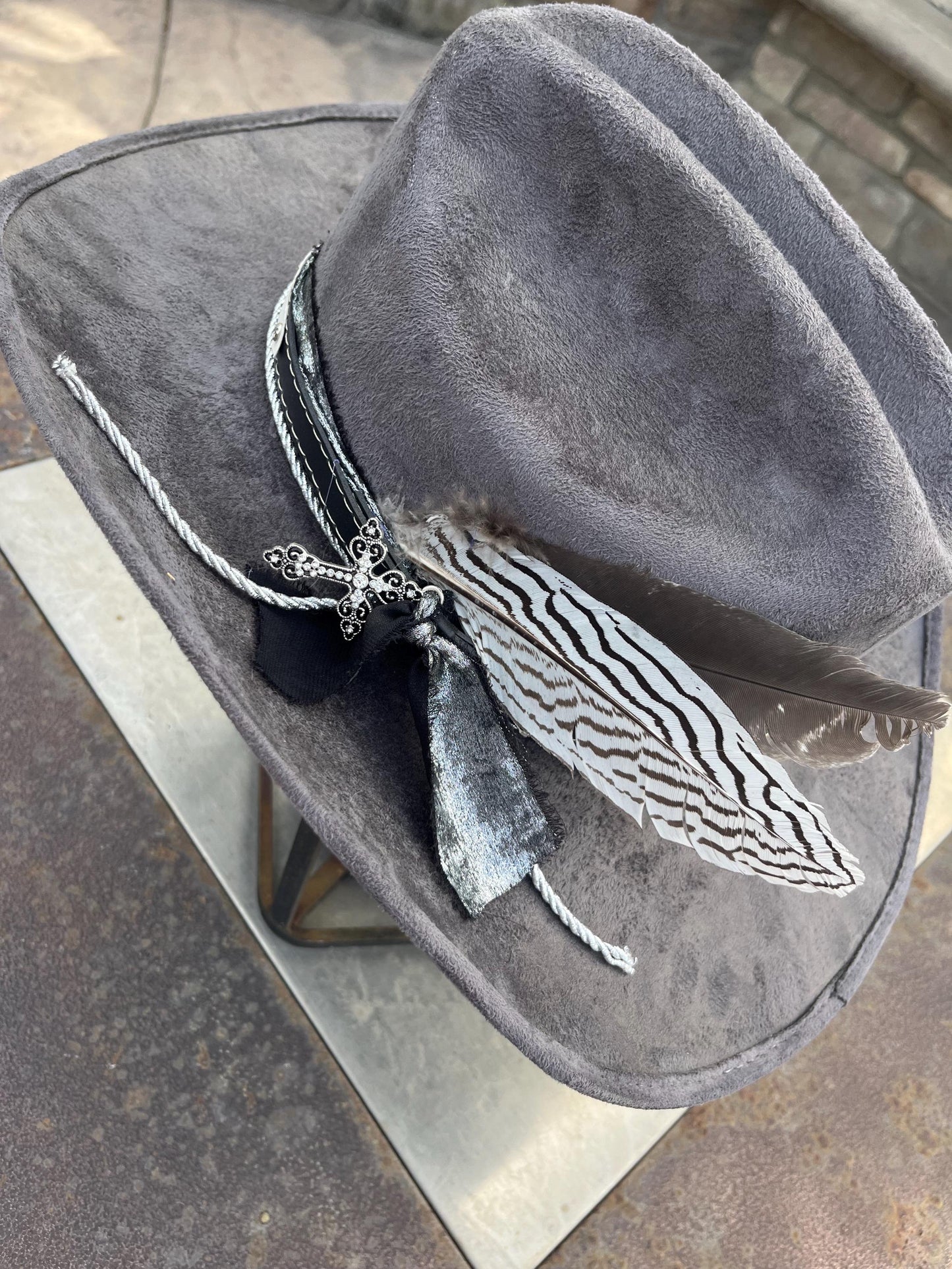 Grey suede western cowboy hat