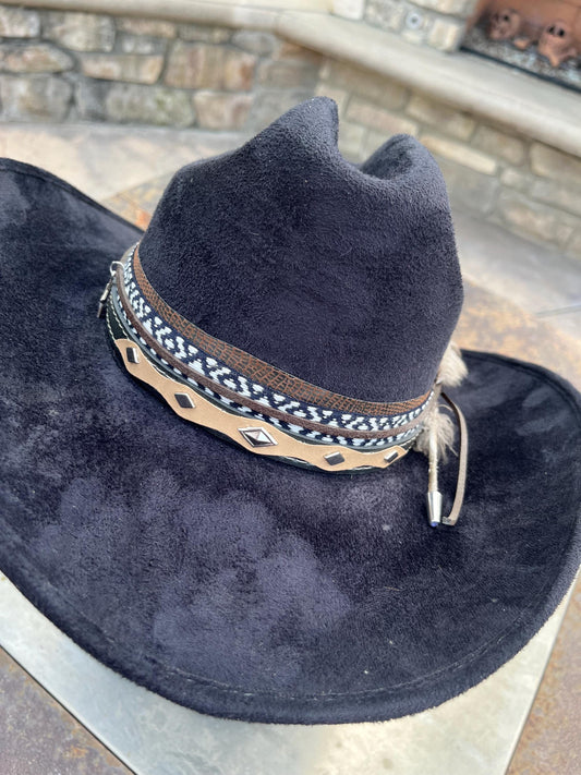 Black suede western cowboy hat