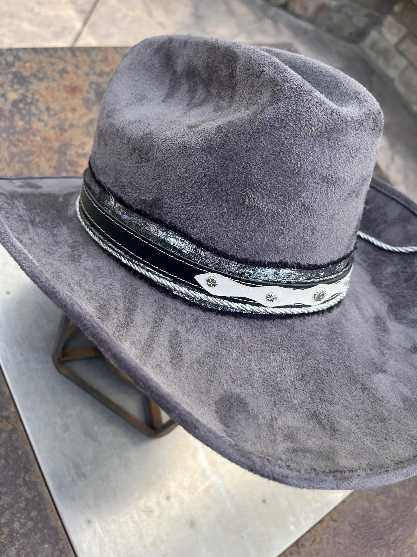 Grey suede western cowboy hat