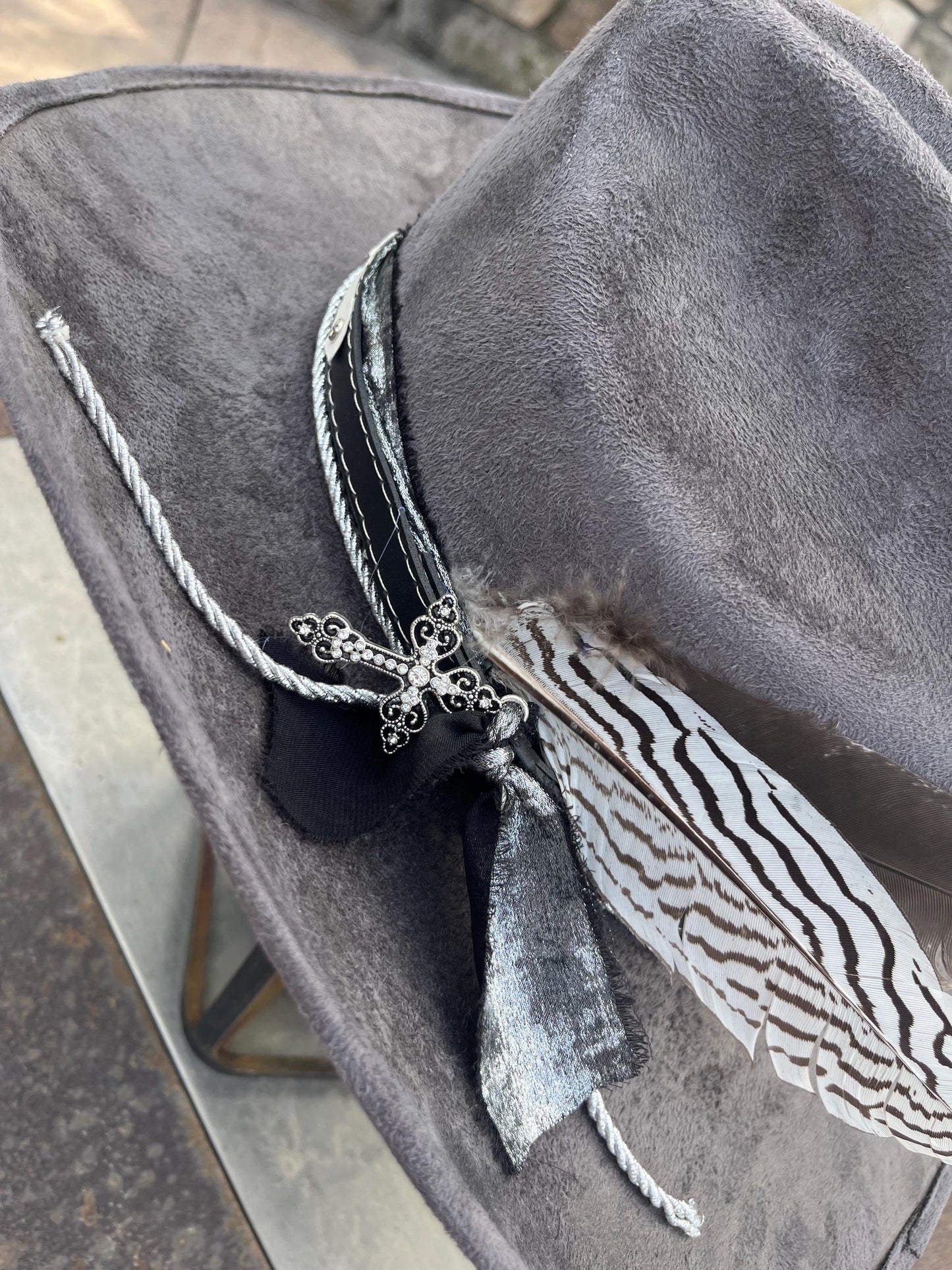 Grey suede western cowboy hat