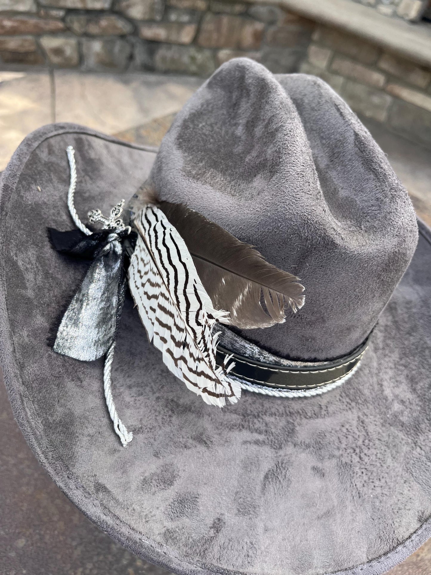 Grey suede western cowboy hat