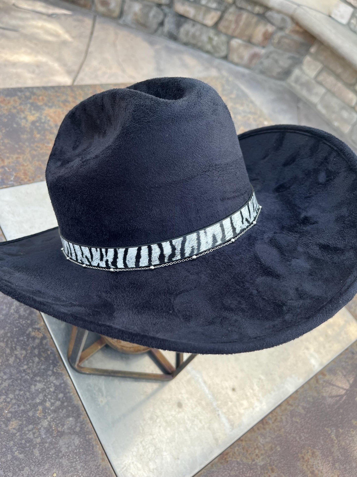Black suede western cowboy hat