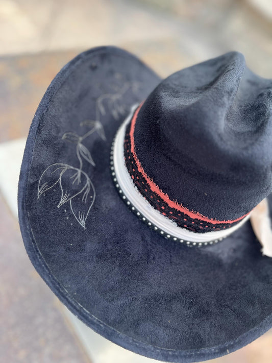 Black burned cowboy hat