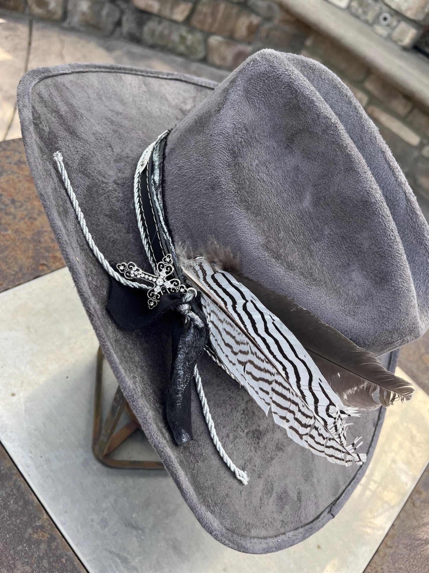 Grey suede western cowboy hat