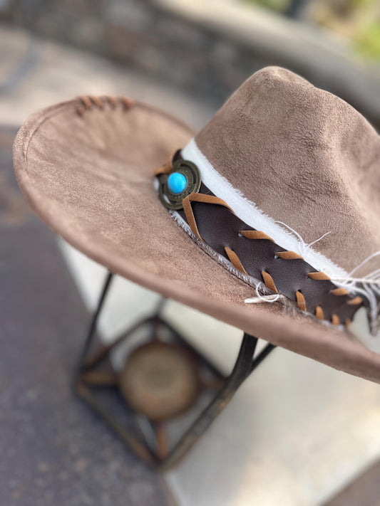 Tan brown suede cowboy hat