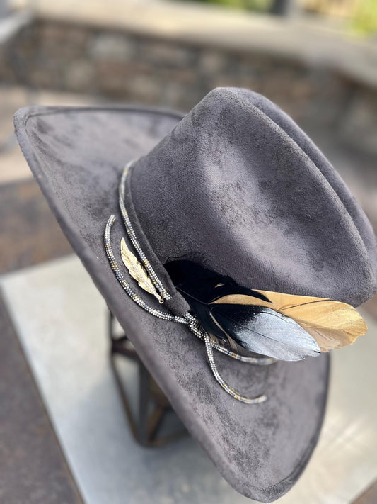 Grey suede western cowboy hat